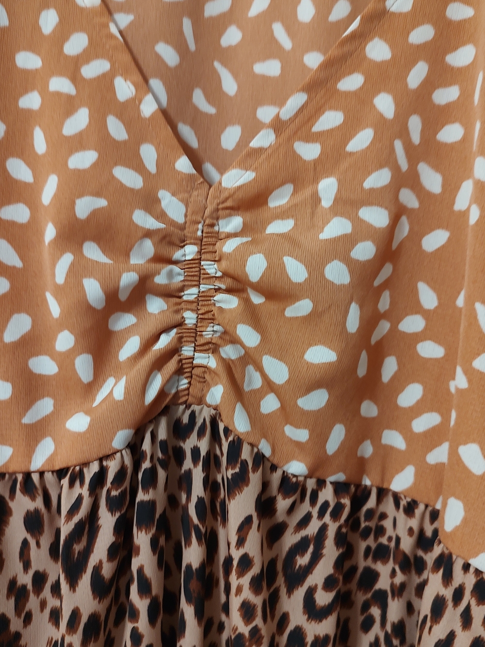 Umgee Rust & White Polka Mix Midi Dress - Picture 3 of 8